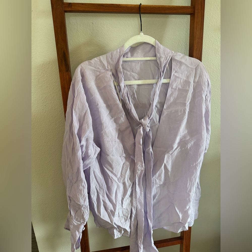 Zara Light Purple High-Neck Blouse w/ tie on back (low back)